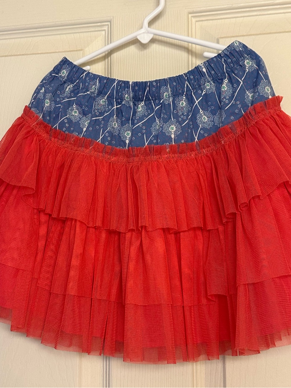 Matilda Jane Tiered Tulle Skirt with Blue Patterned Waistband